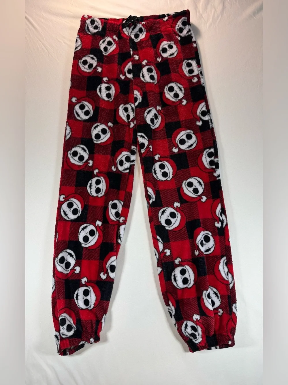 Disney Nightmare Before Christmas Jack Skellington Plaid Fleece Pajama Pants M